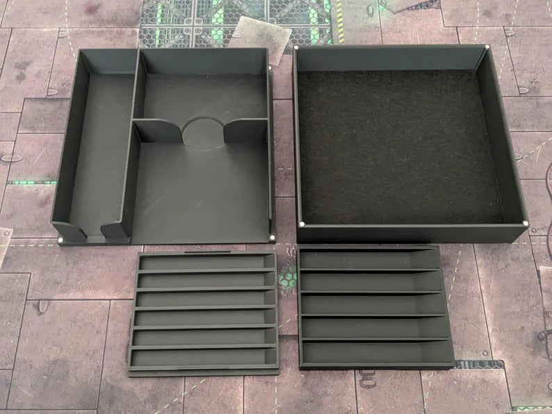 The Battle Box Organiser and Dice Tray - 12mm and 16mm Dice | Dice Tray, Card Holder, Accessories Storage | Celestial Miniatures