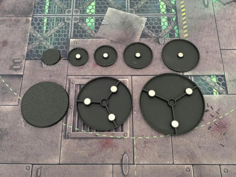 Magnetized Round PLA Bases for Miniatures | Variety of Sizes - 25mm to 160mm | Celestial Miniatures