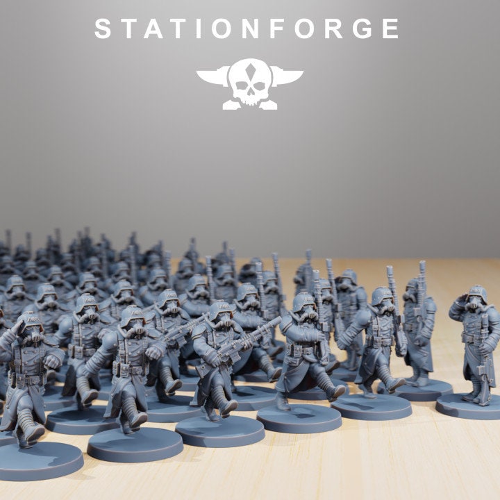 GrimGuard Marching Poses | Set of 7 Minis | StationForge | 12K Prints