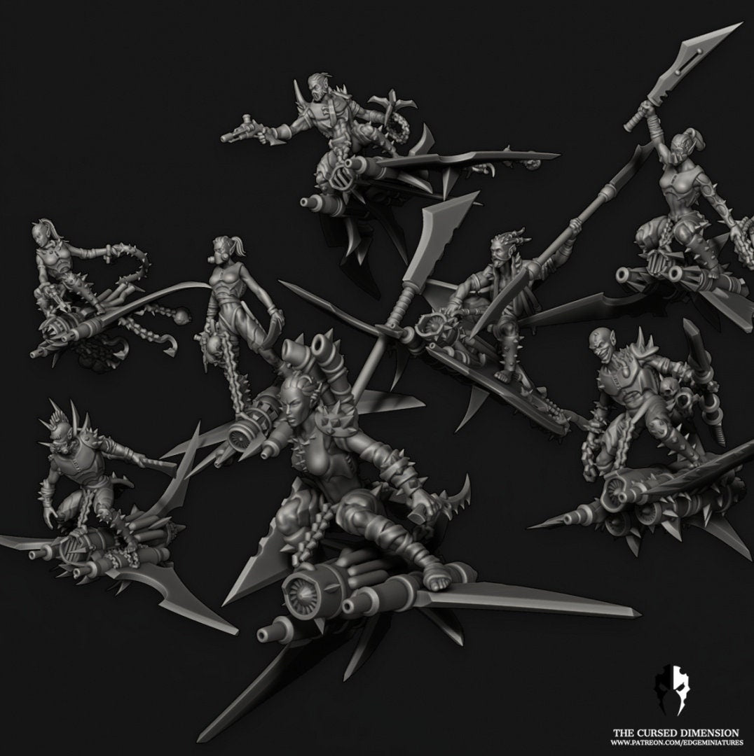 Speed Demons | Set of 5 or 8 Minis | Edge Miniatures - Cursed Elves | 12K Prints