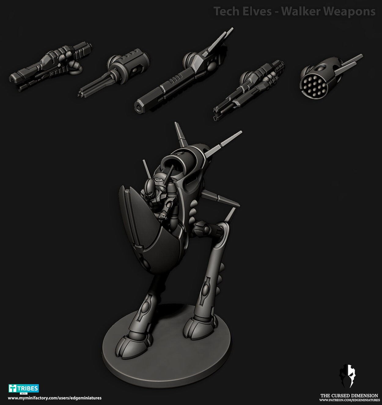 Walkers | Edge Miniatures - Tech Elves Heavy Support | 12K Prints