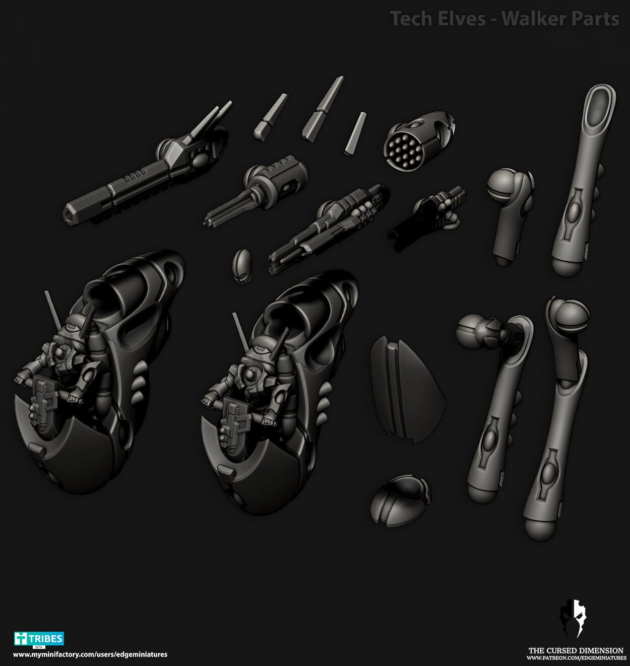 Walkers | Edge Miniatures - Tech Elves Heavy Support | 12K Prints