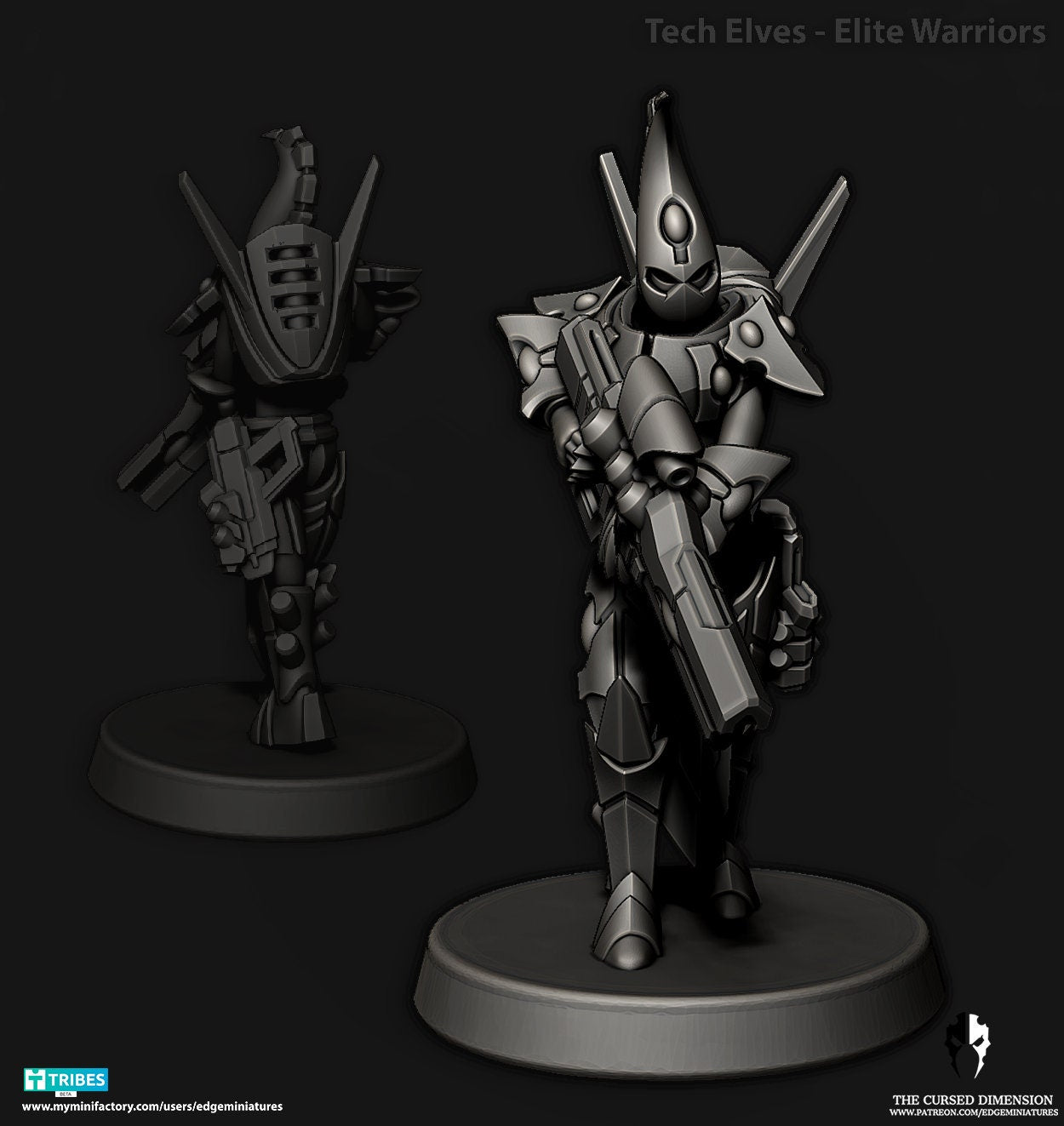 Elite Warriors | Set of 7 Minis | Edge Miniatures - Tech Elves Elites | 12K Prints