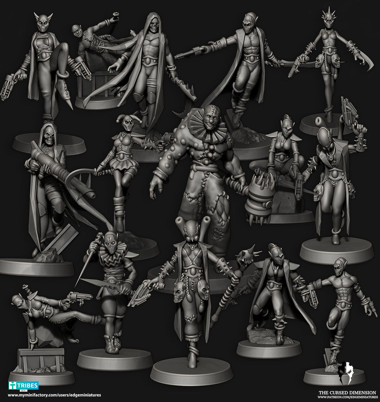 Dark Jesters | Set of 15 Minis | Edge Miniatures - Space Elves | 12K Prints