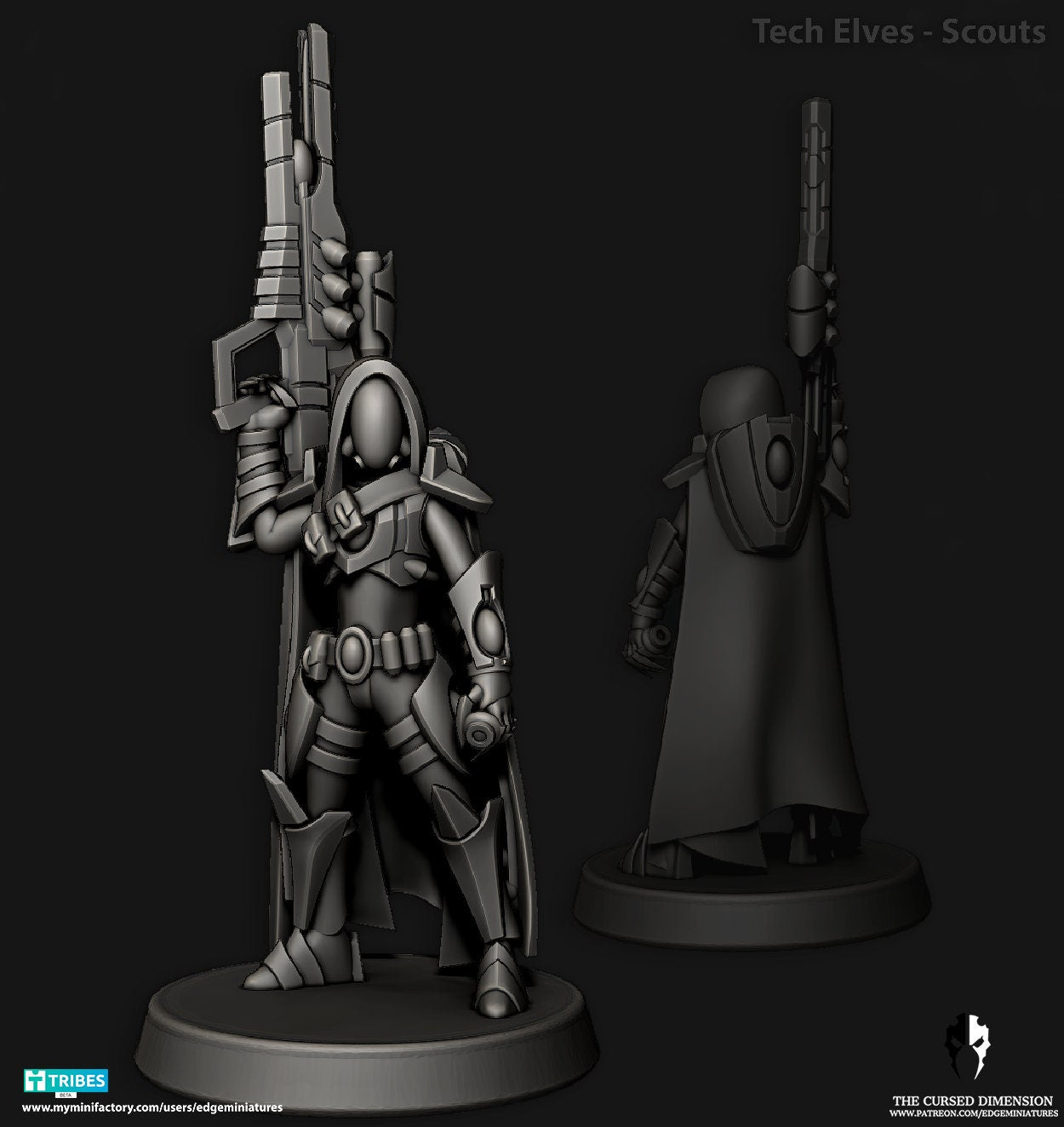 Scouts - Tech Elves | Set of 4 Minis | Edge Miniatures | 12K Prints