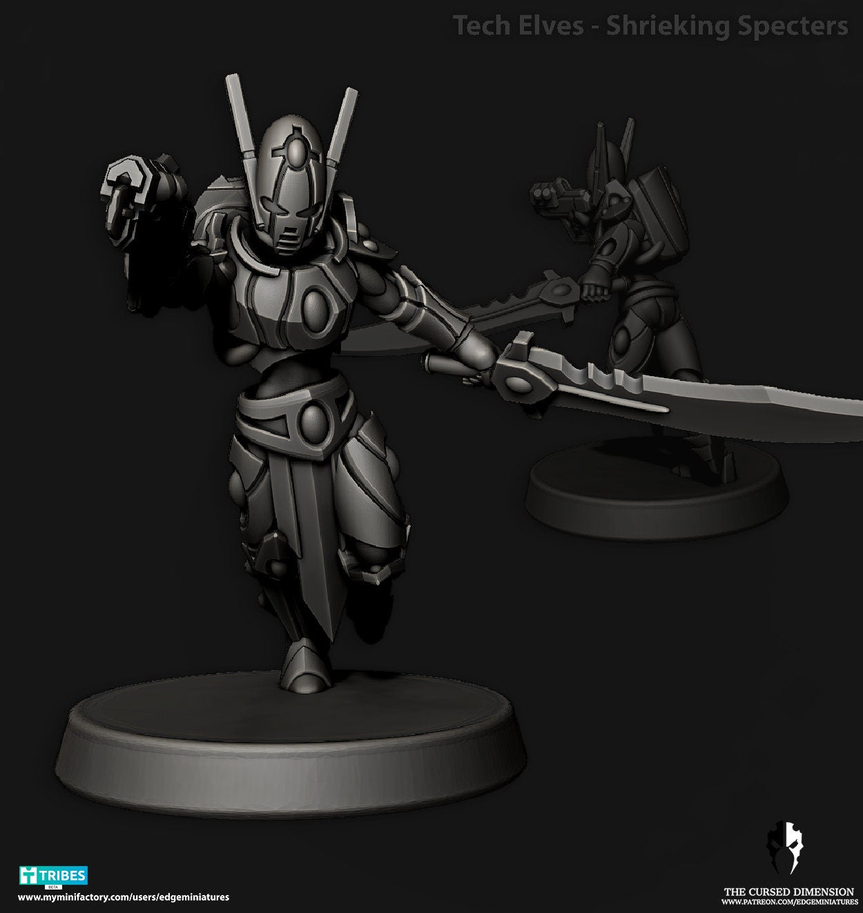 Shrieking Specters | Set of 5 Minis | Edge Miniatures - Tech Elves Assassins | 12K Prints