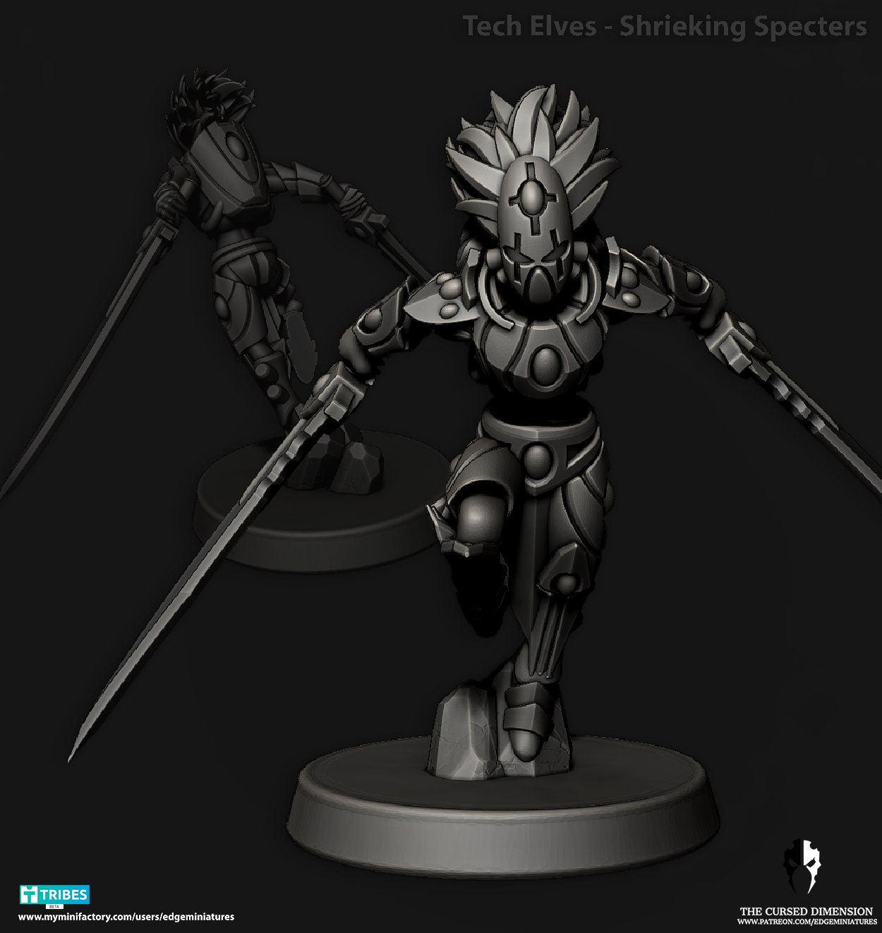 Shrieking Specters | Set of 5 Minis | Edge Miniatures - Tech Elves Assassins | 12K Prints