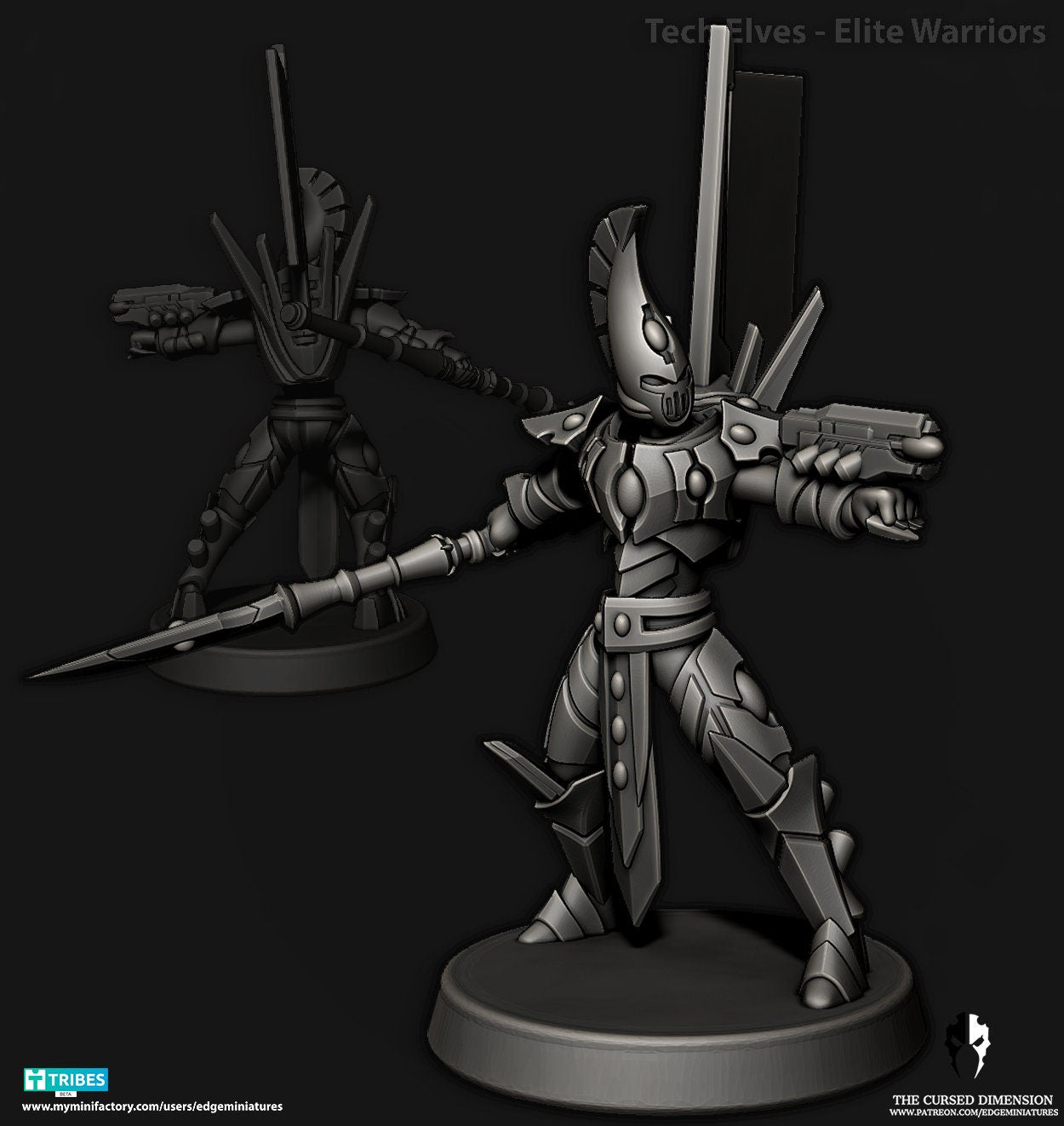 Elite Warriors | Set of 7 Minis | Edge Miniatures - Tech Elves Elites | 12K Prints