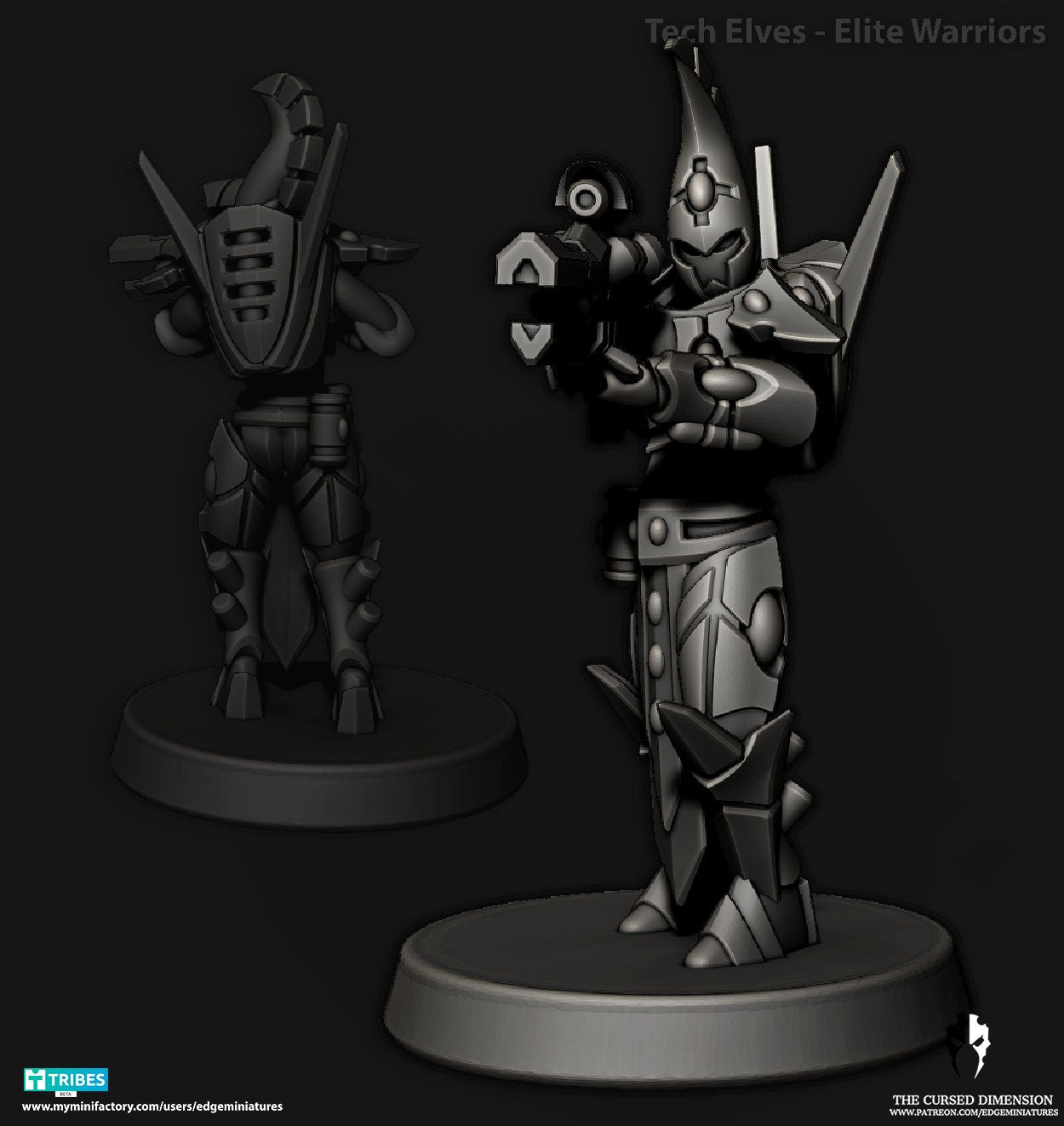 Elite Warriors | Set of 7 Minis | Edge Miniatures - Tech Elves Elites | 12K Prints