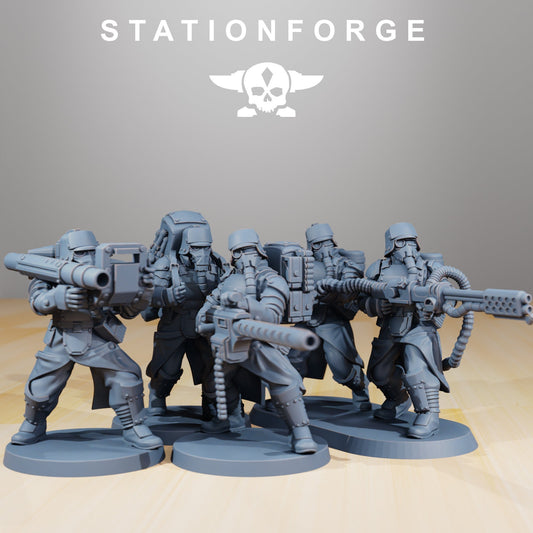 GrimGuard Armored Squad | Set of 5 Minis | StationForge | 12K Prints