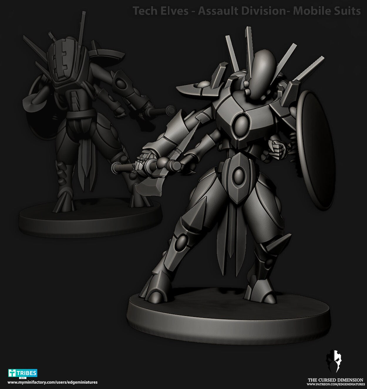 Assault Suits | Set of 5 Minis | Edge Miniatures - Tech Elves Assault Division | 12K Prints