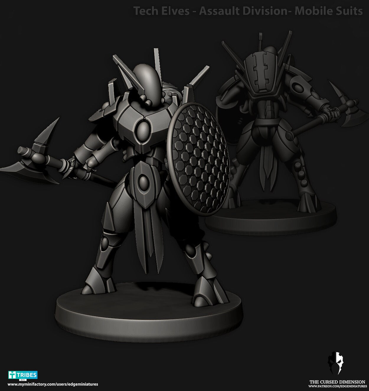 Assault Suits | Set of 5 Minis | Edge Miniatures - Tech Elves Assault Division | 12K Prints