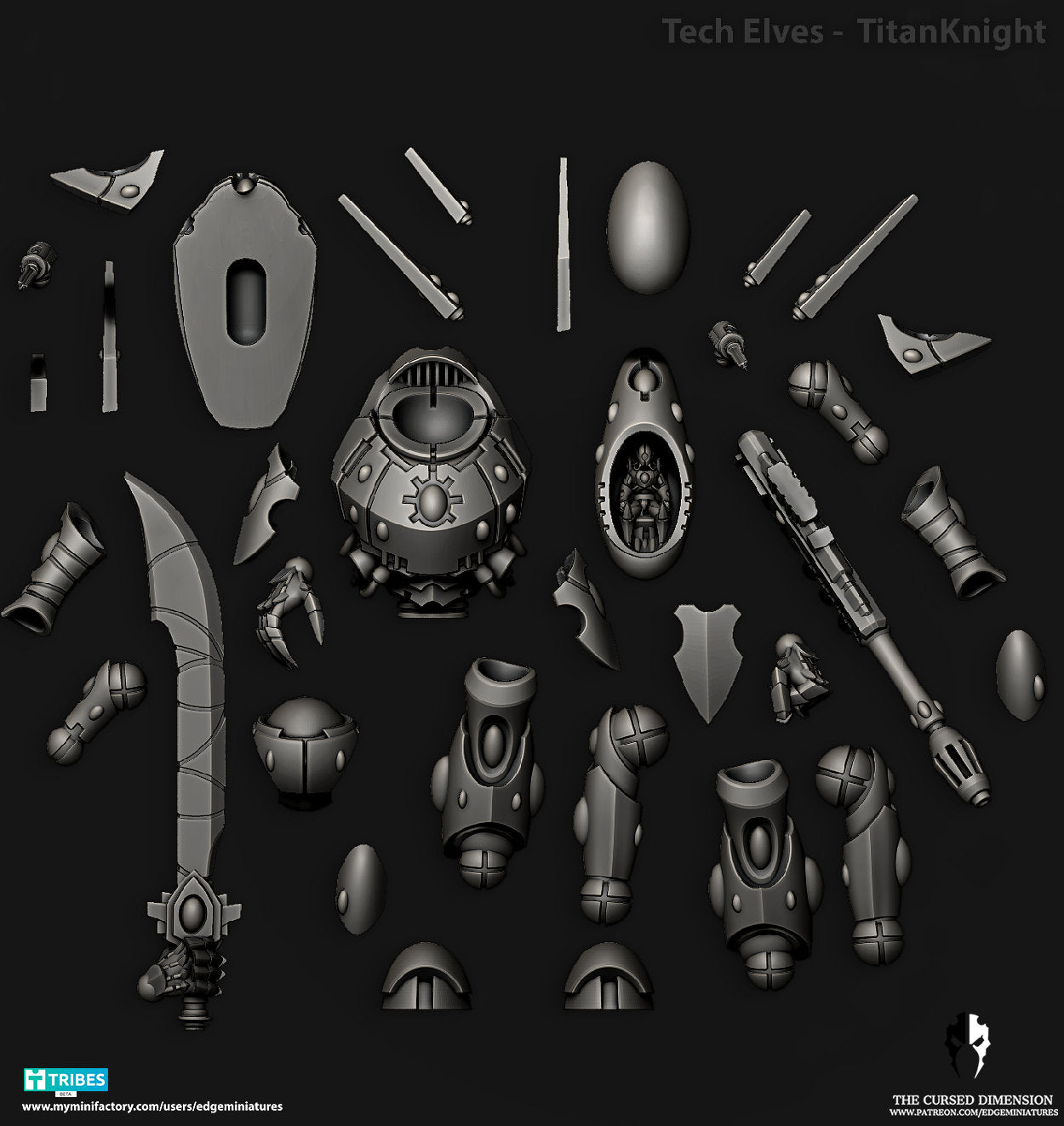 Titan Knight | Edge Miniatures - Tech Elves Gods And Titan Knights | 12K Prints