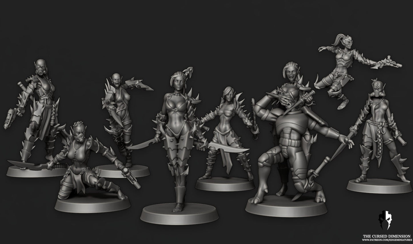 Arena Warriors / Gladiators | Set of 14 Minis | Edge Miniatures - Cursed Elves | 12K Prints