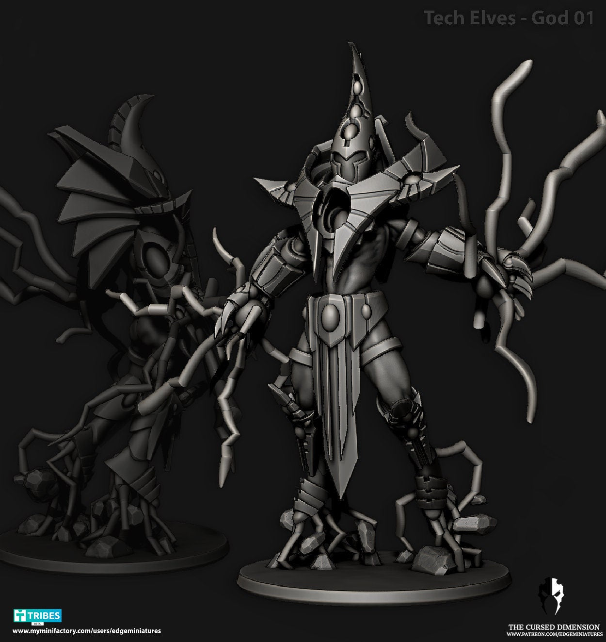 God #01 - Tech Elves | Edge Miniatures - Tech Elves Gods And Titan Knights | 12K Prints