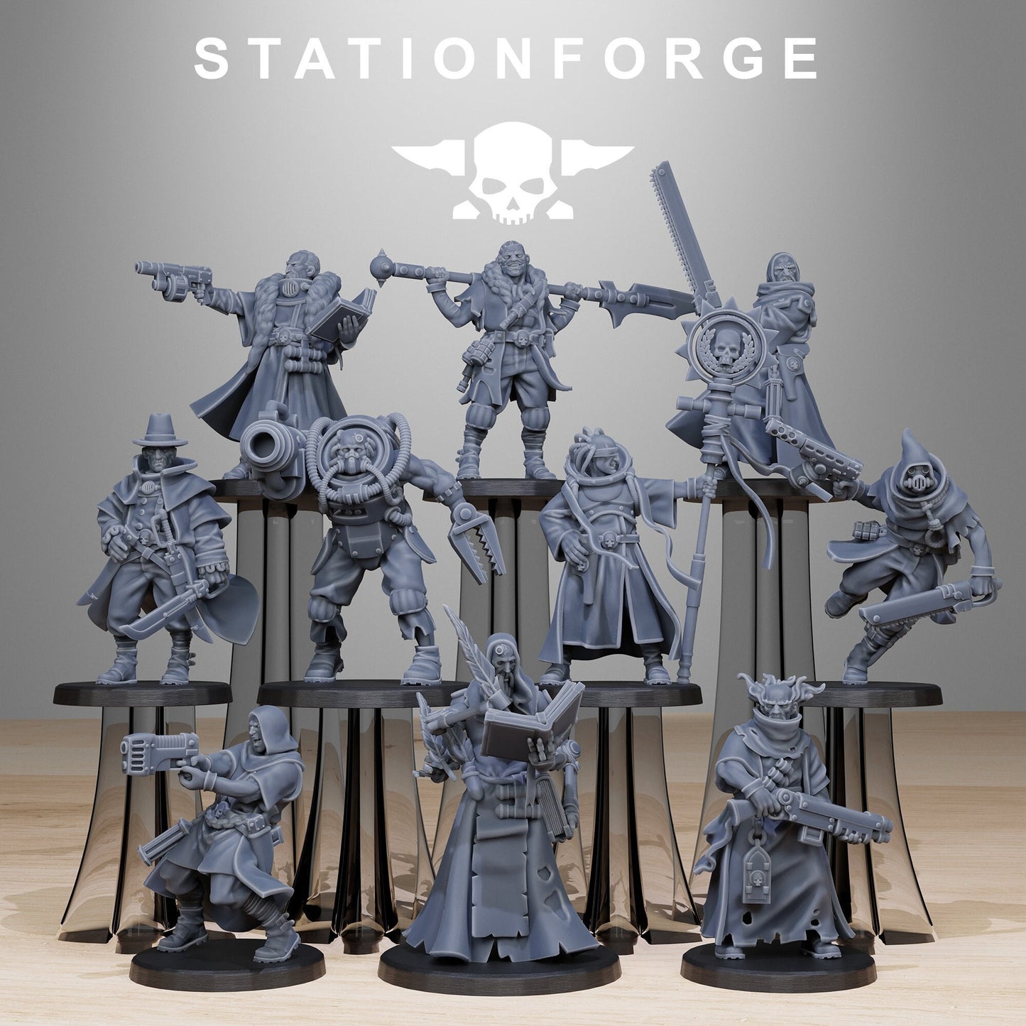 GrimCorp Mercenaries | Set of 10 Minis | StationForge | 12K Prints