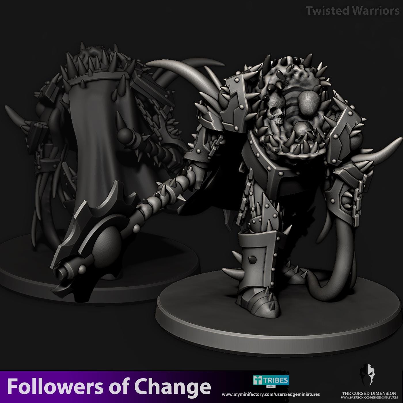 Twisted Warriors | Set of 5 Minis | Edge Miniatures - Followers of Change | 12K Prints
