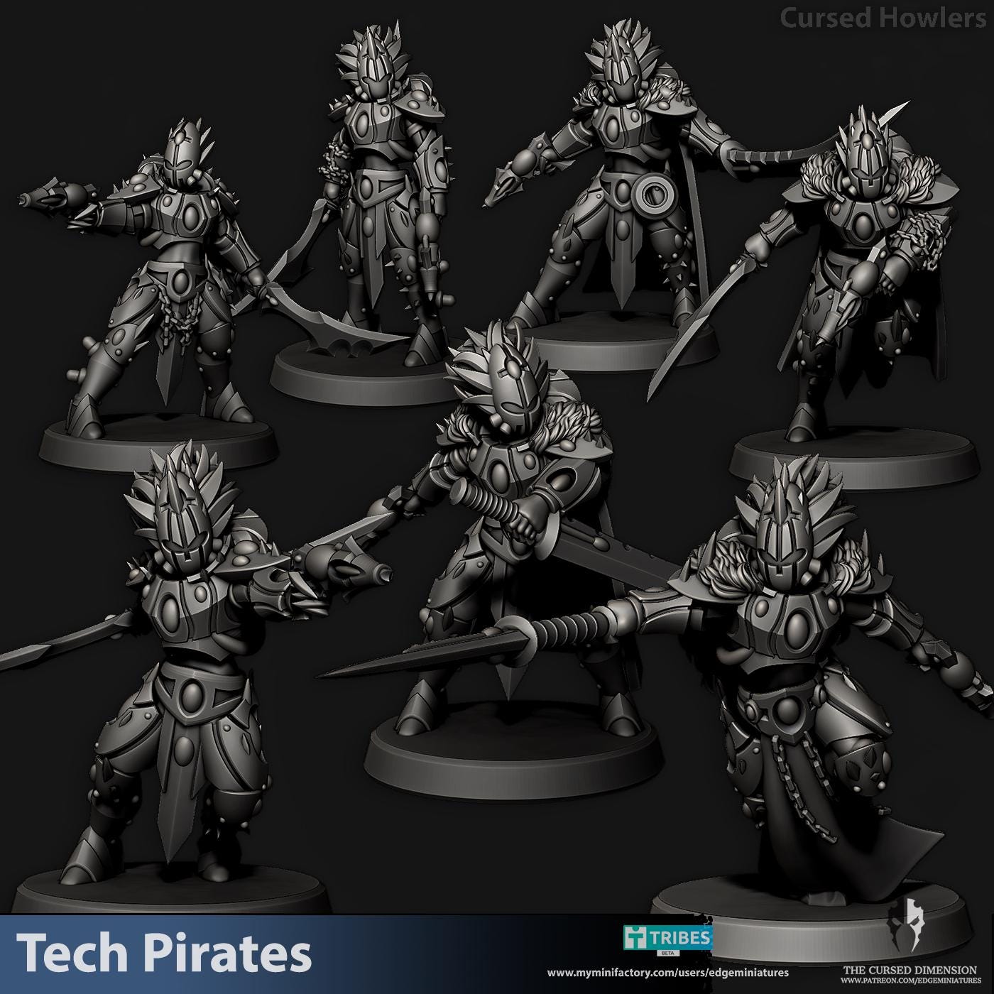 Cursed Howlers | Set of 7 Minis | Edge Miniatures - Tech Pirates | 12K Prints