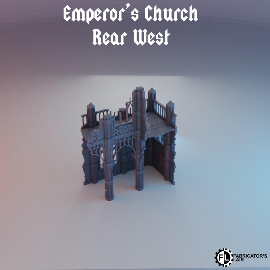 Emperor's Church - Rear West | Wargaming Terrain For Tabletop Wargames, Buildings / Scatter for 10th Edition, Combat Patrol, Competitive 40K