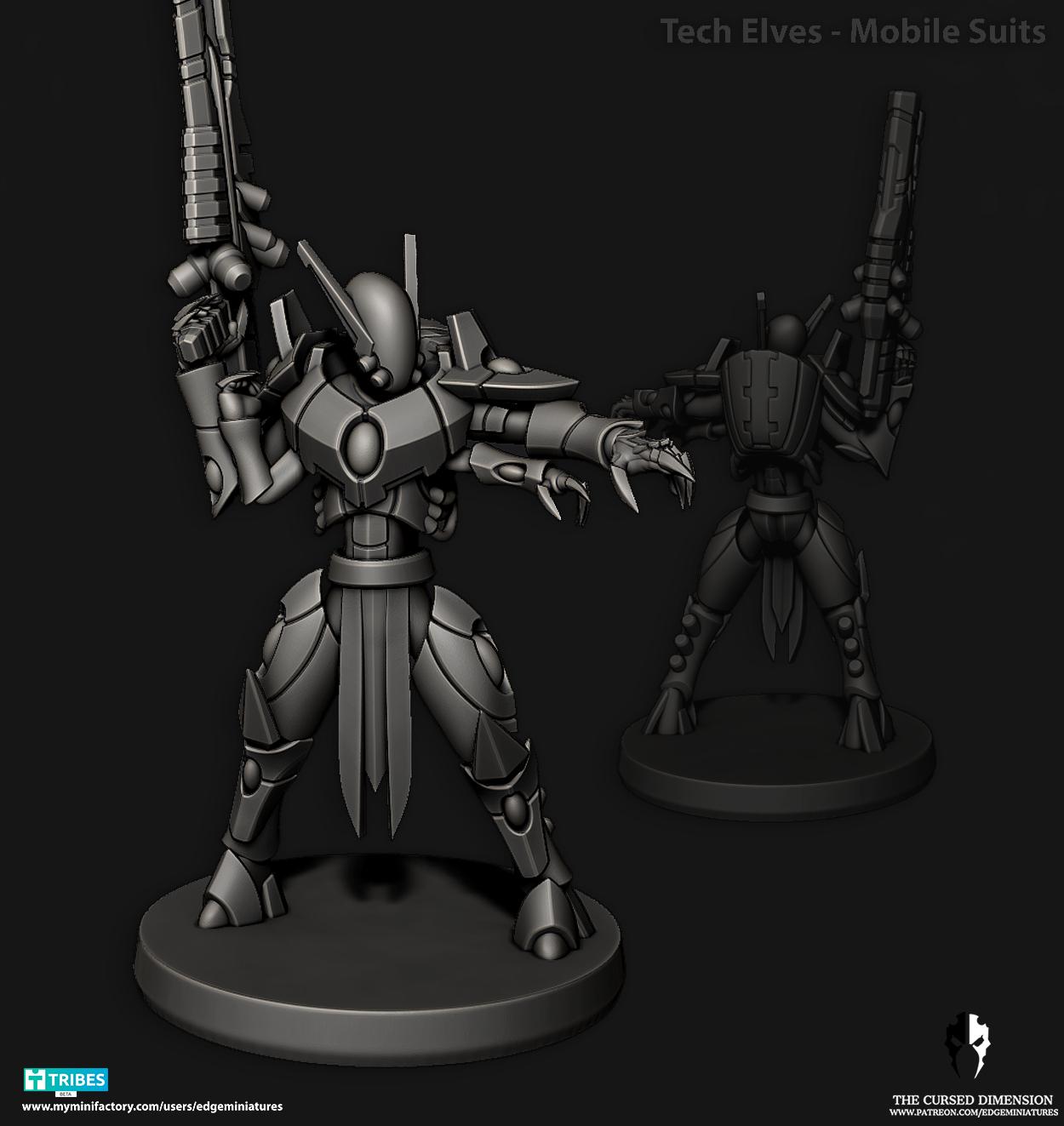 Mobile Suits | Set of 5 Minis | Edge Miniatures - Tech Elves Base Set | 12K Prints