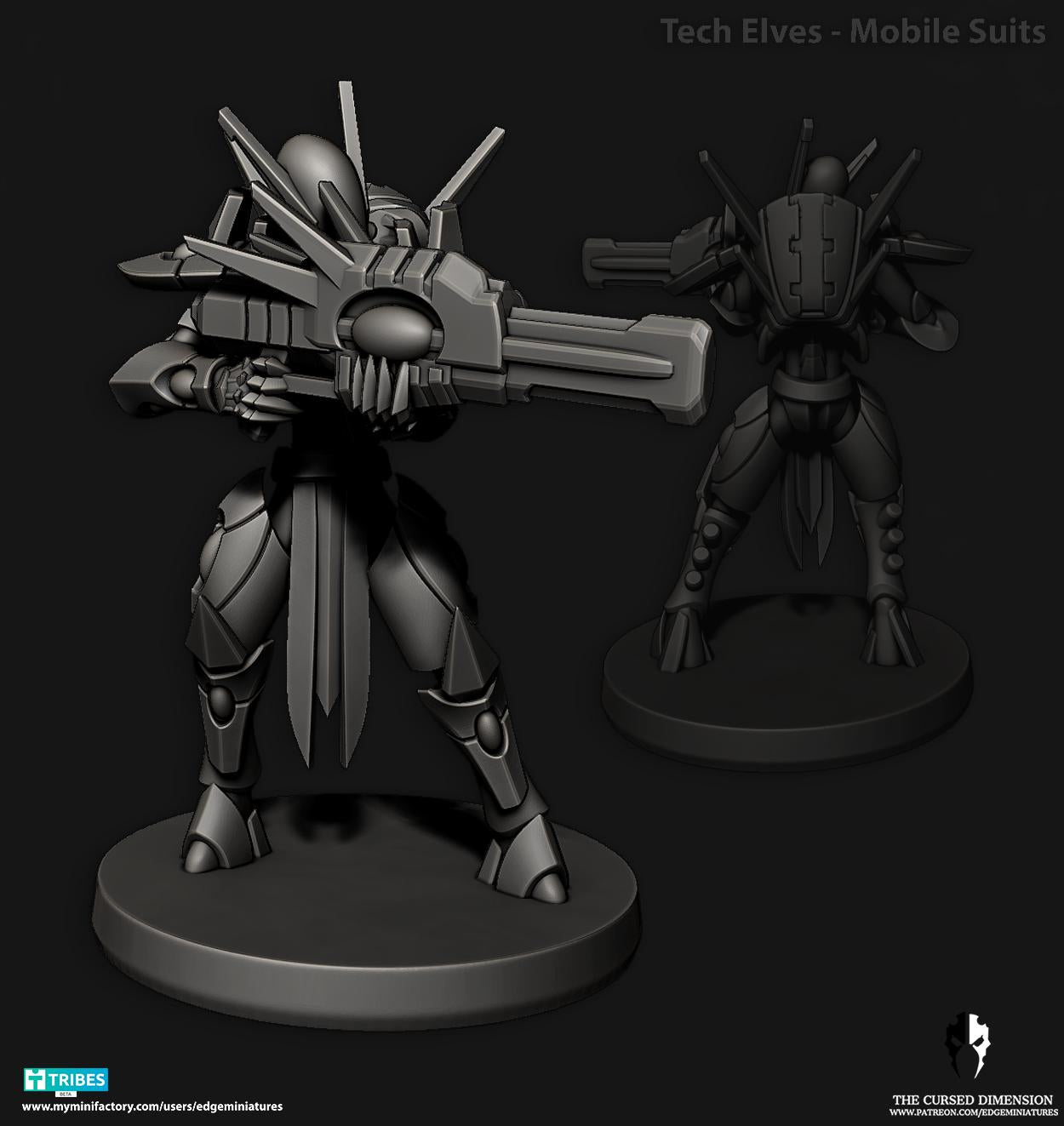 Mobile Suits | Set of 5 Minis | Edge Miniatures - Tech Elves Base Set | 12K Prints