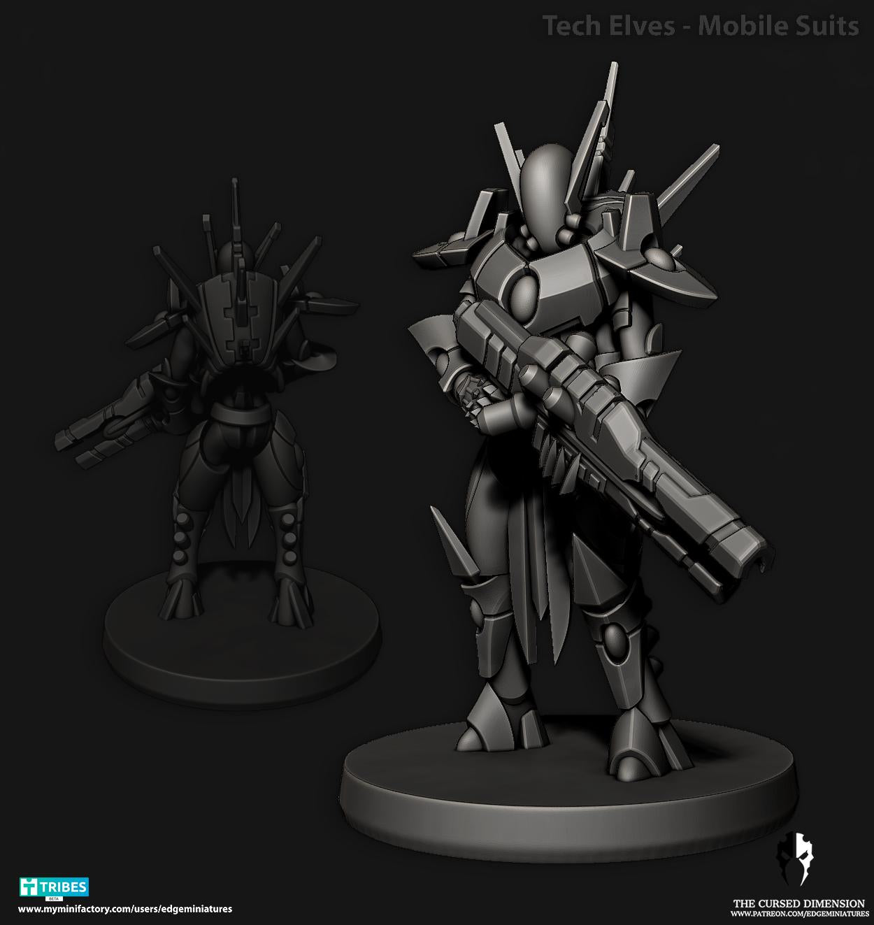 Mobile Suits | Set of 5 Minis | Edge Miniatures - Tech Elves Base Set | 12K Prints