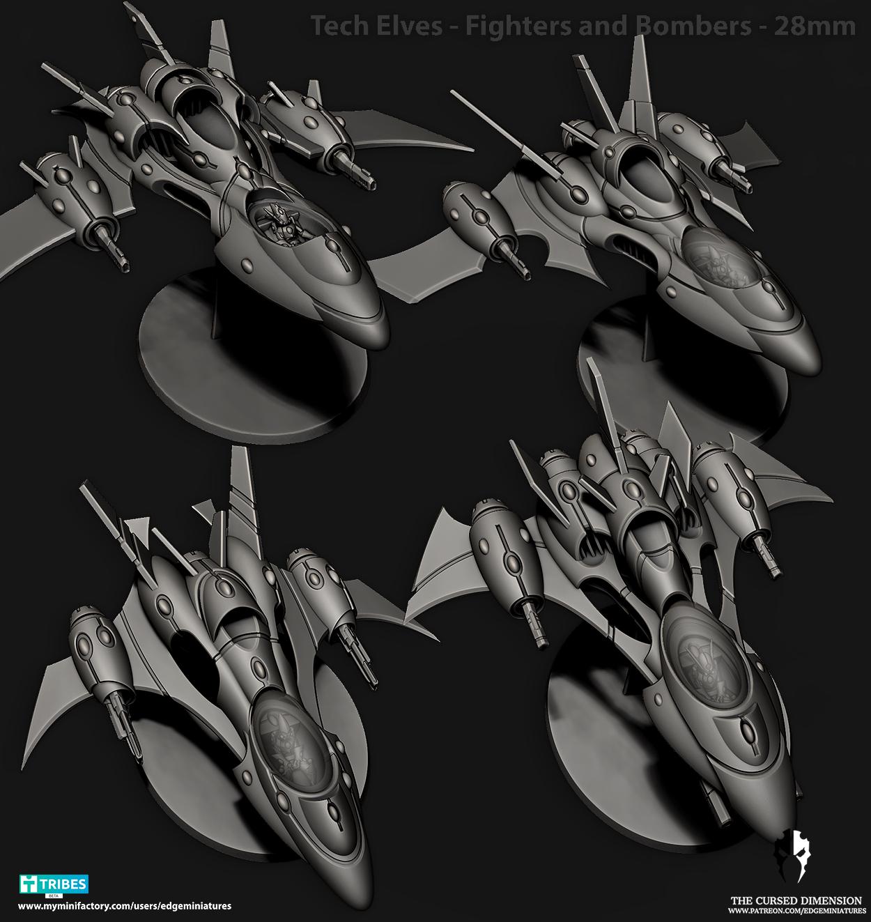 Bomber Jets | Edge Miniatures - Tech Elves | 12K Prints