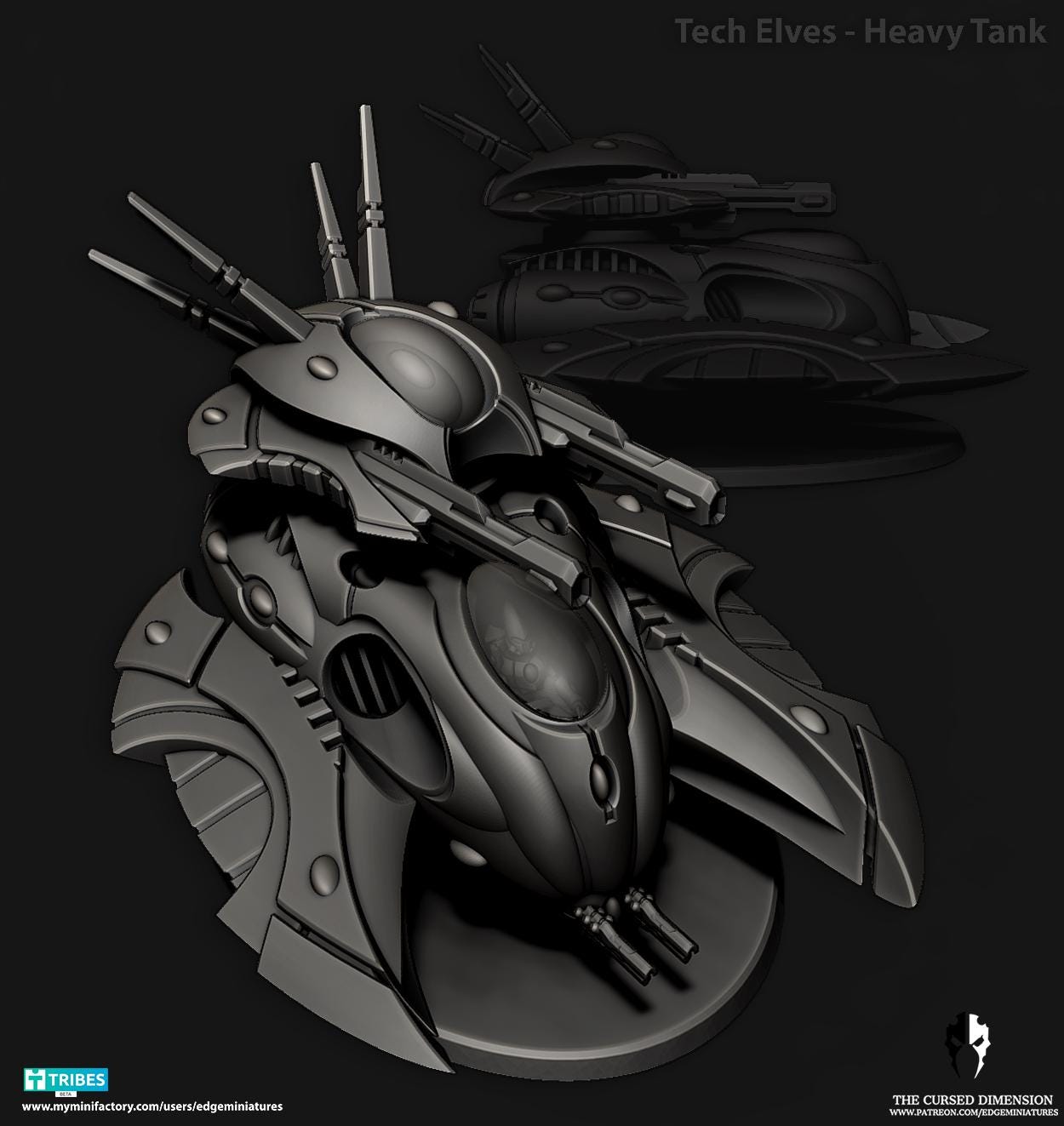 Heavy Tank | Edge Miniatures - Tech Elves Heavy Support V2 | 12K Prints