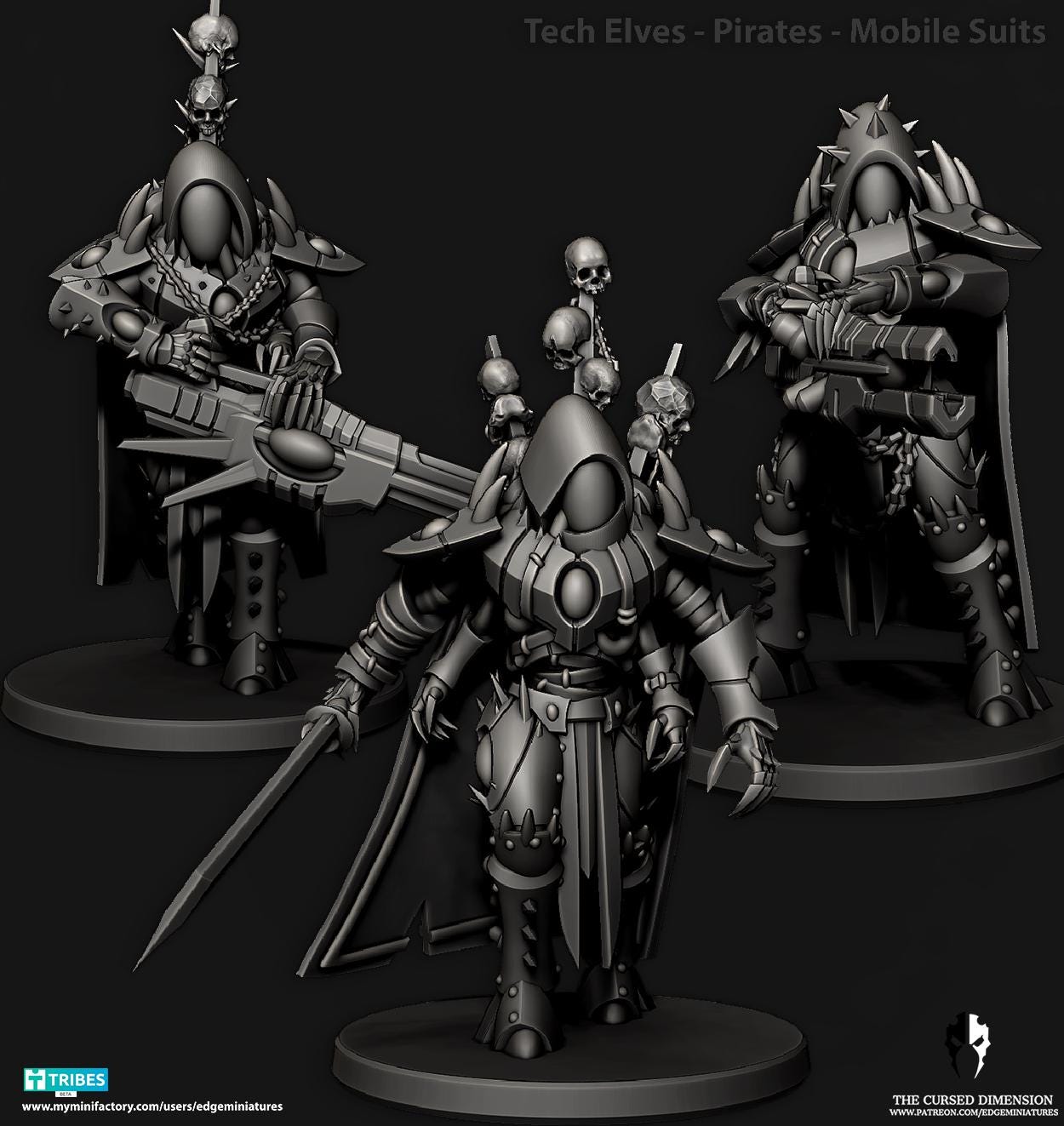 Mobile Suits | Set of 5 Minis | Edge Miniatures - Pirate Elves Patrol Squad | 12K Prints