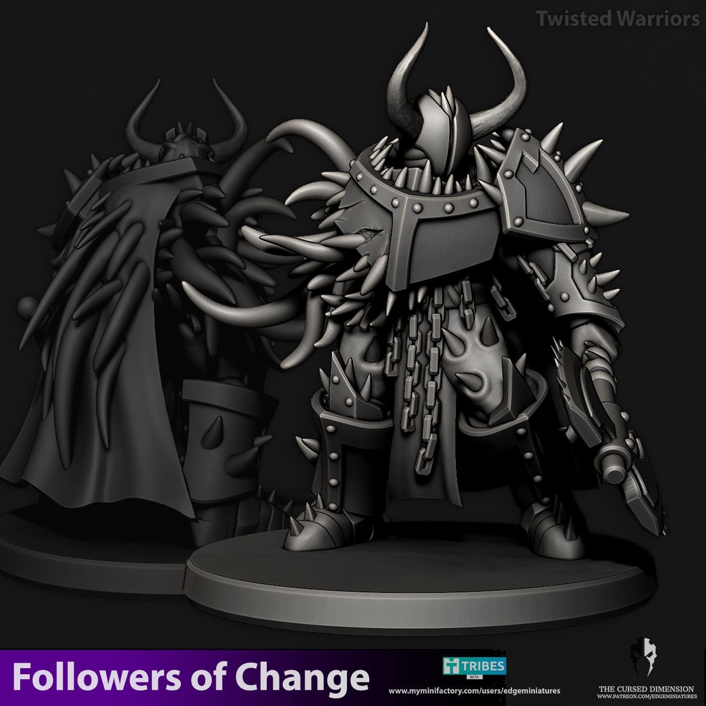 Twisted Warriors | Set of 5 Minis | Edge Miniatures - Followers of Change | 12K Prints