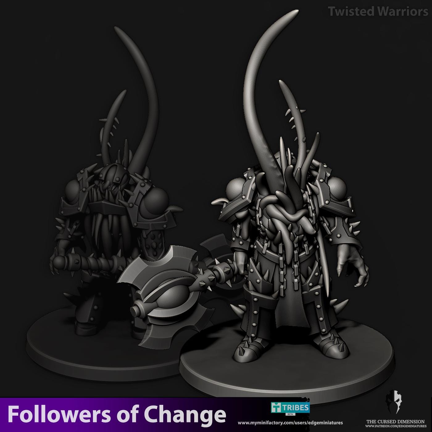 Twisted Warriors | Set of 5 Minis | Edge Miniatures - Followers of Change | 12K Prints