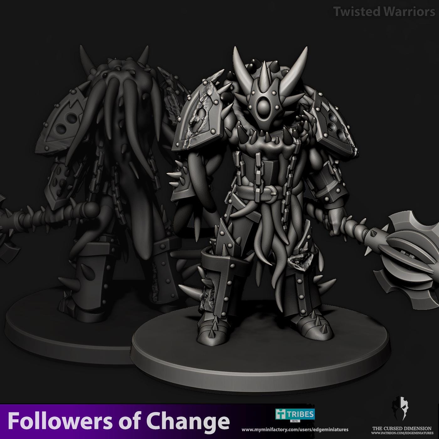 Twisted Warriors | Set of 5 Minis | Edge Miniatures - Followers of Change | 12K Prints