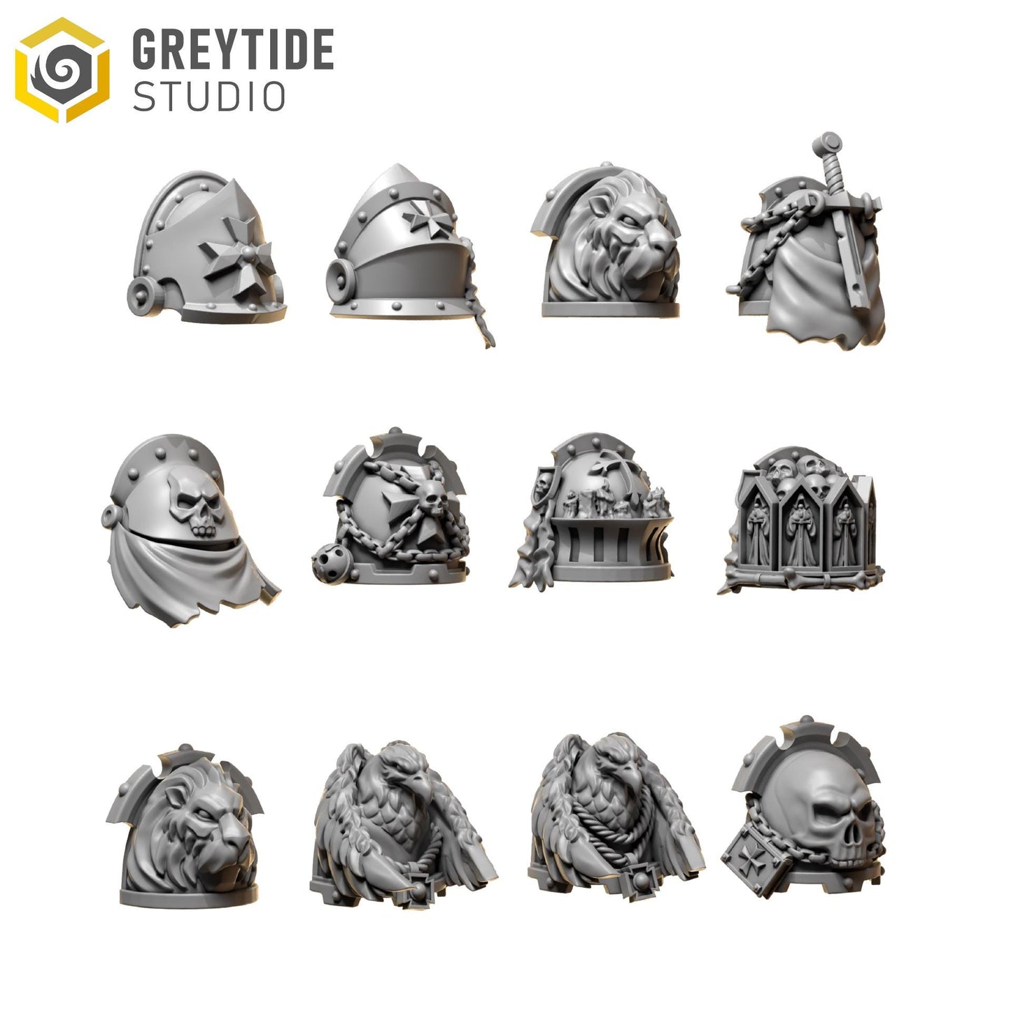 Shoulder Pads 1 | Set of 12 Pieces | GreyTide Studio - Eternal Pilgrims | 12K Prints