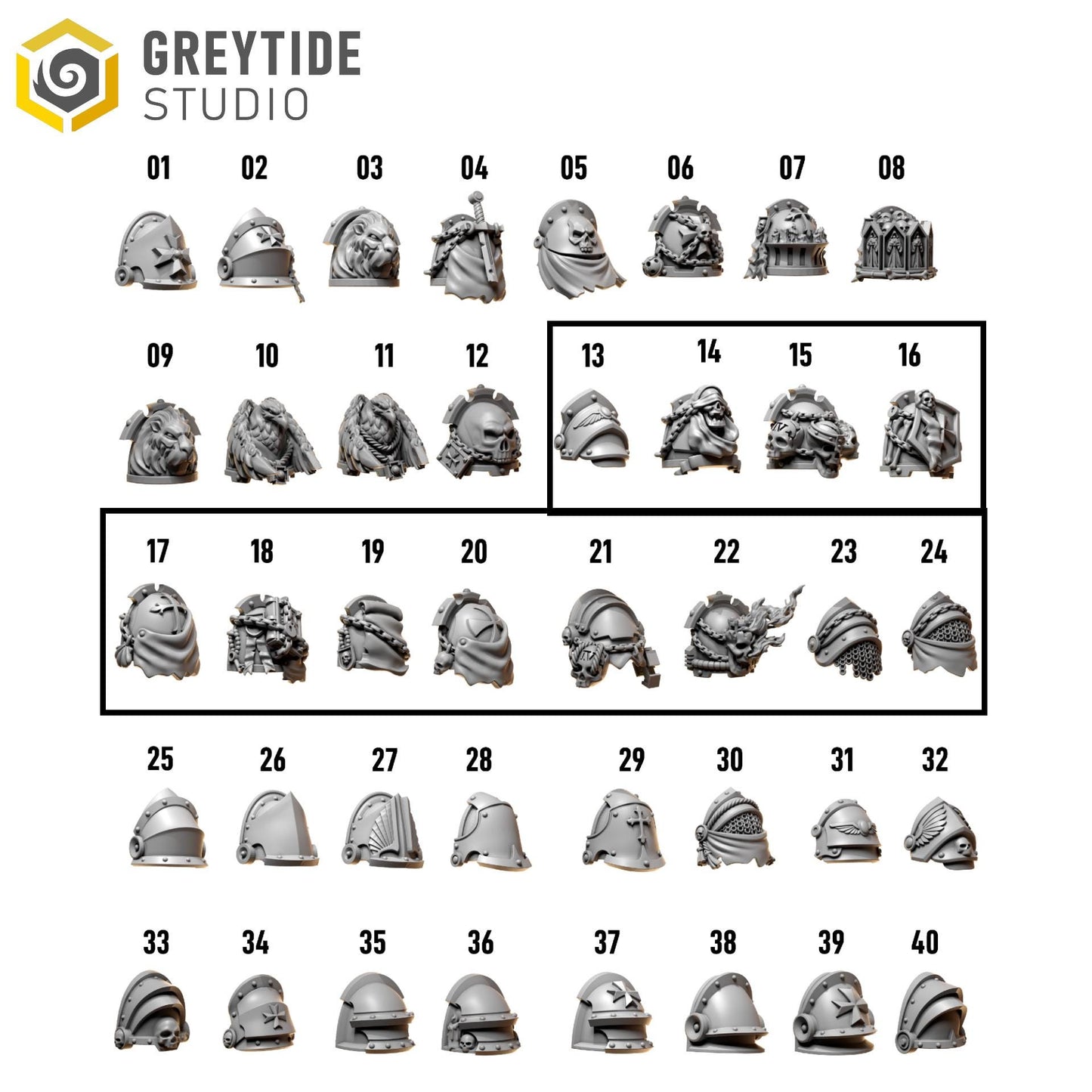 Shoulder Pads 2 | Set of 12 Pieces | GreyTide Studio - Eternal Pilgrims | 12K Prints
