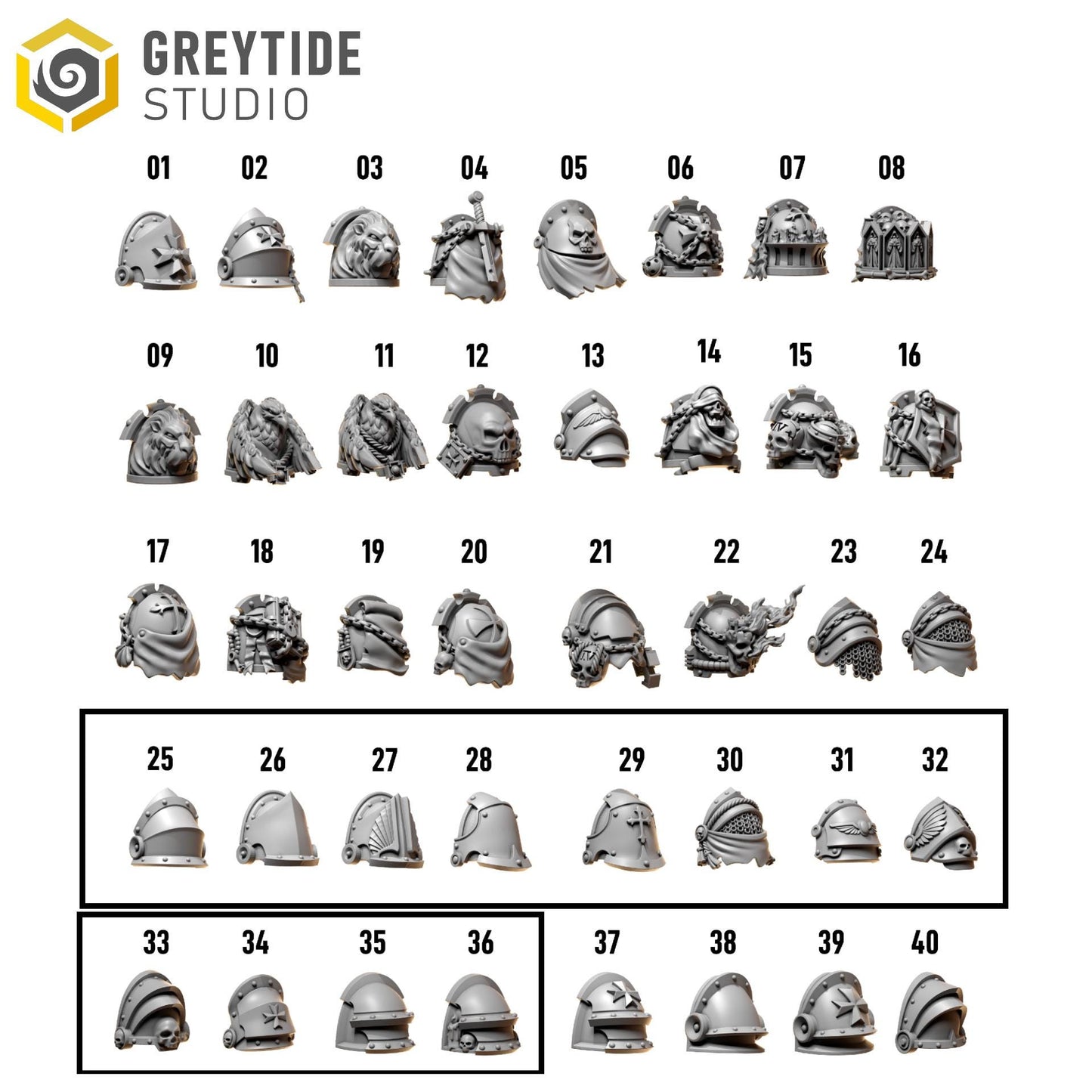 Shoulder Pads 3 | Set of 12 Pieces | GreyTide Studio - Eternal Pilgrims | 12K Prints