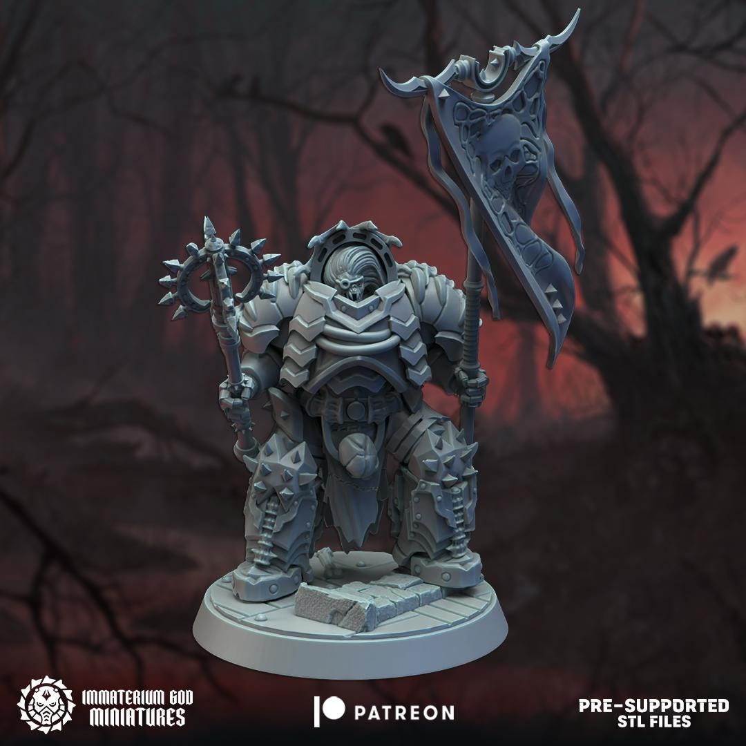Black Court Standard Bearer | Bloodfang Legion | Immaterium God Miniatures | 12K Prints
