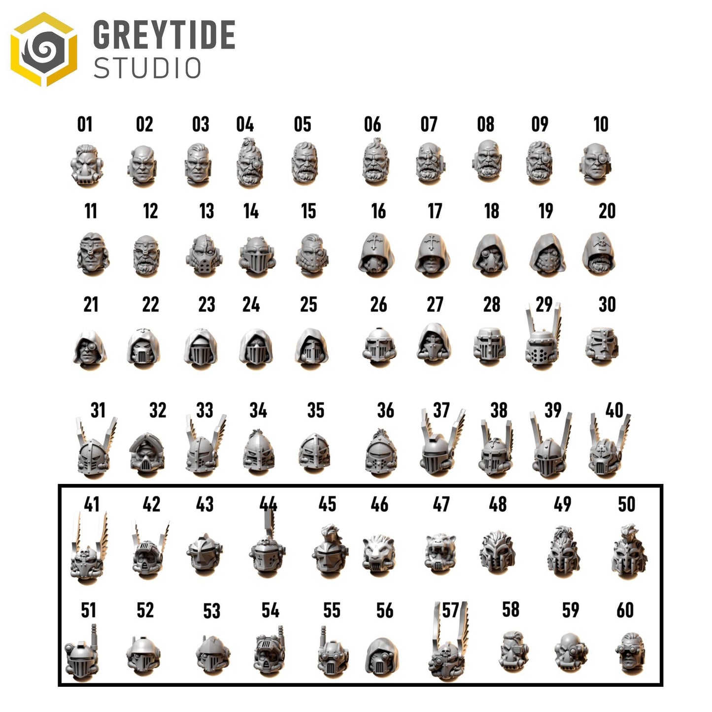 Heads Set 3 | Set of 5 or 20 Pieces | GreyTide Studio - Eternal Pilgrims | 12K Prints