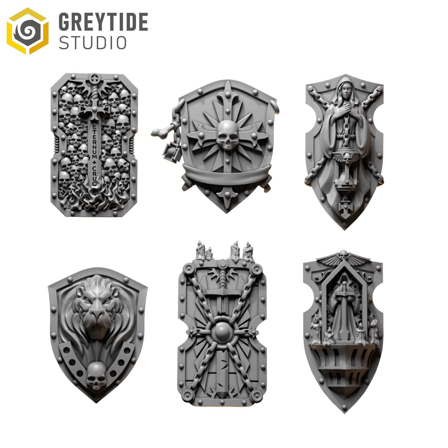 Shields | Set of 6 Pieces | GreyTide Studio - Eternal Pilgrims | 12K Prints