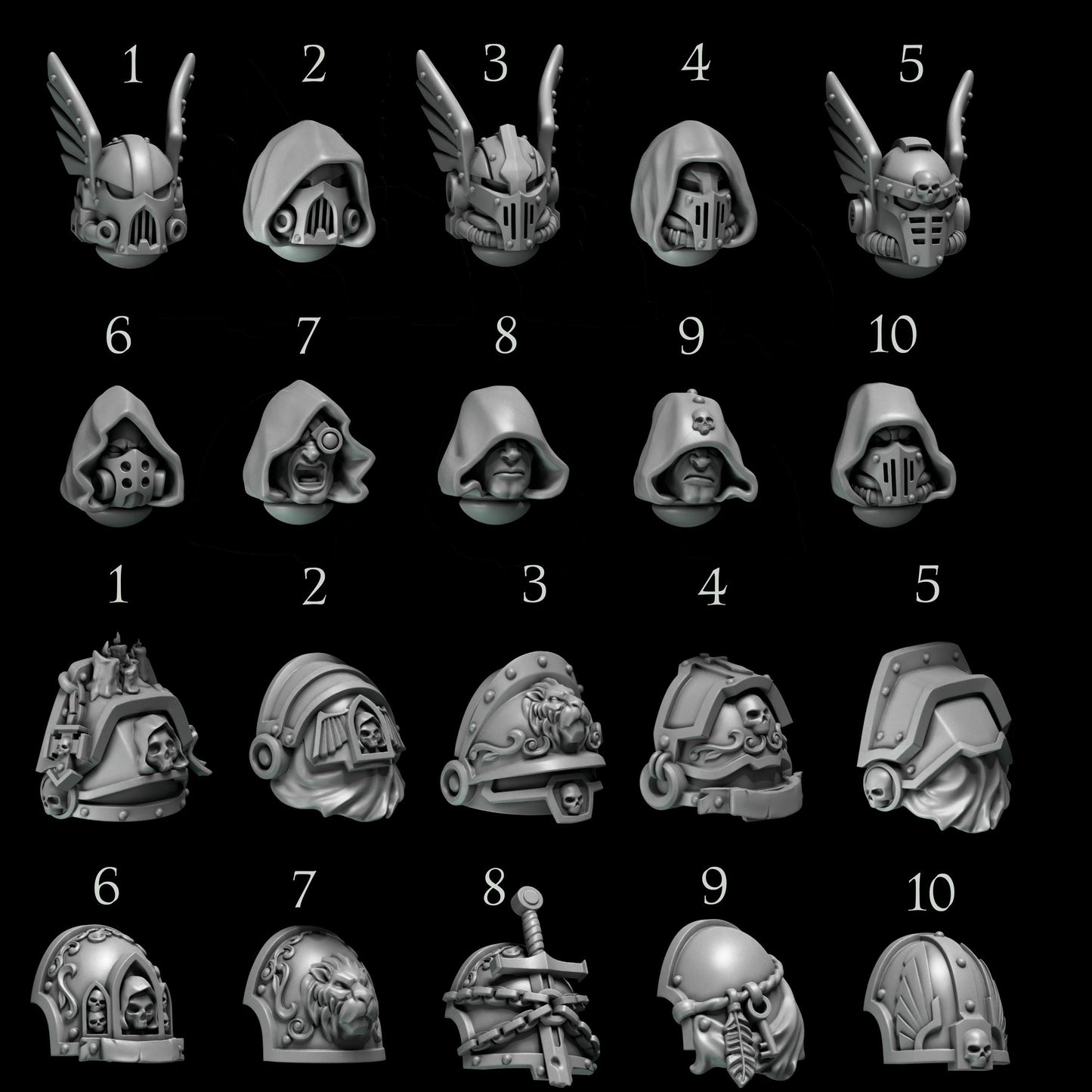 Shoulder Pads 5 | Set of 10 Pieces | GreyTide Studio - Eternal Pilgrims | 12K Prints