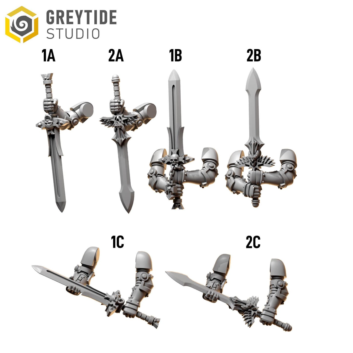 Two Handed Swords | Set of 6 Pieces | GreyTide Studio - Eternal Pilgrims | 12K Prints
