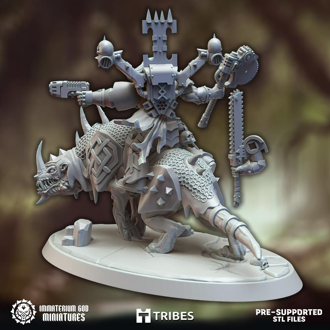 Jarl on Doggernaut | Warforged Ravagers | Immaterium God Miniatures | 12K Prints