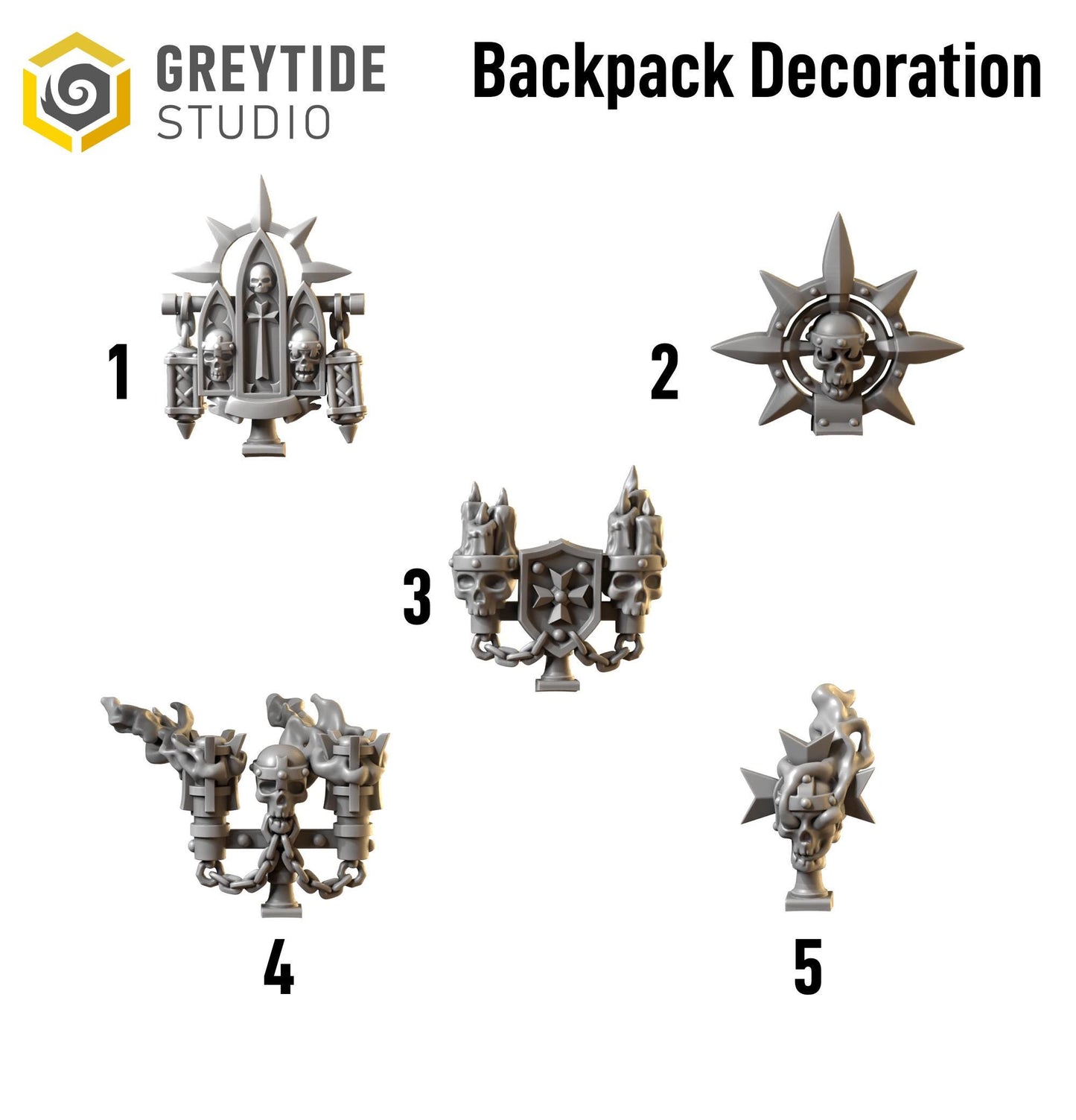 Backpack Toppers | Set of 10 Pieces - Terminator Scale | GreyTide Studio - Eternal Crusaders BIG Armour | 12K Prints