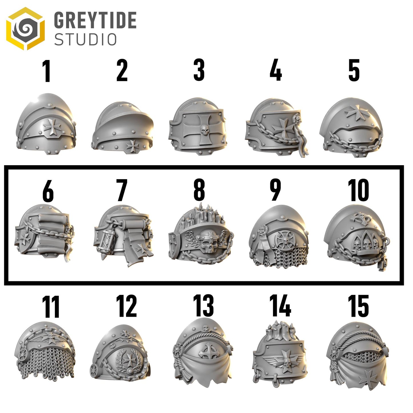 Shoulder Pads 2 | Set of 10 Pieces - Terminator Scale | GreyTide Studio - Eternal Crusaders BIG Armour | 12K Prints