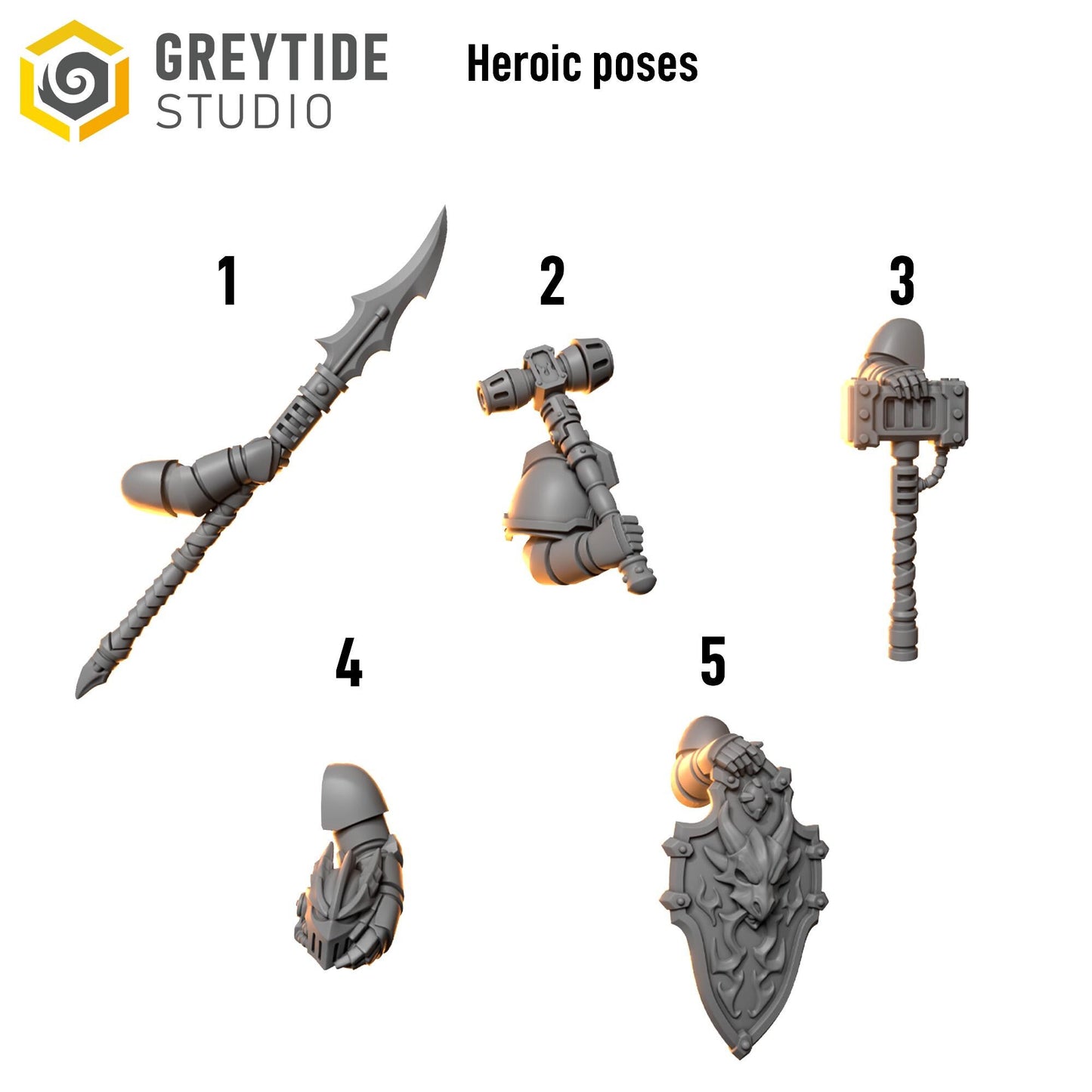 Heroic Arms | Set of 5 Pieces | GreyTide Studio - Anvil Wardens