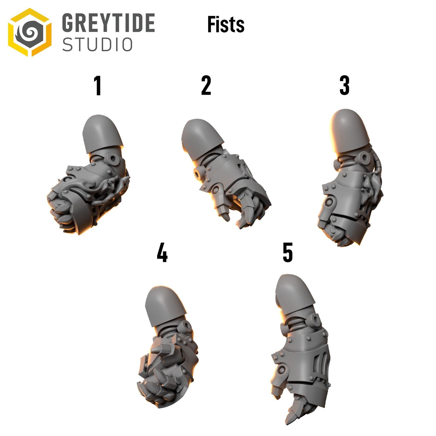 Fists | Set of 5 Pieces | GreyTide Studio - Anvil Wardens