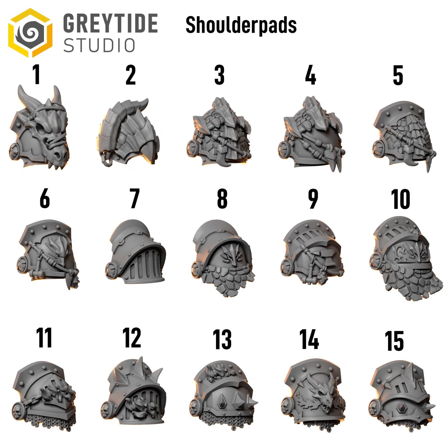 Shoulder Pads #1 | Set of 10 Pieces | GreyTide Studio - Anvil Wardens