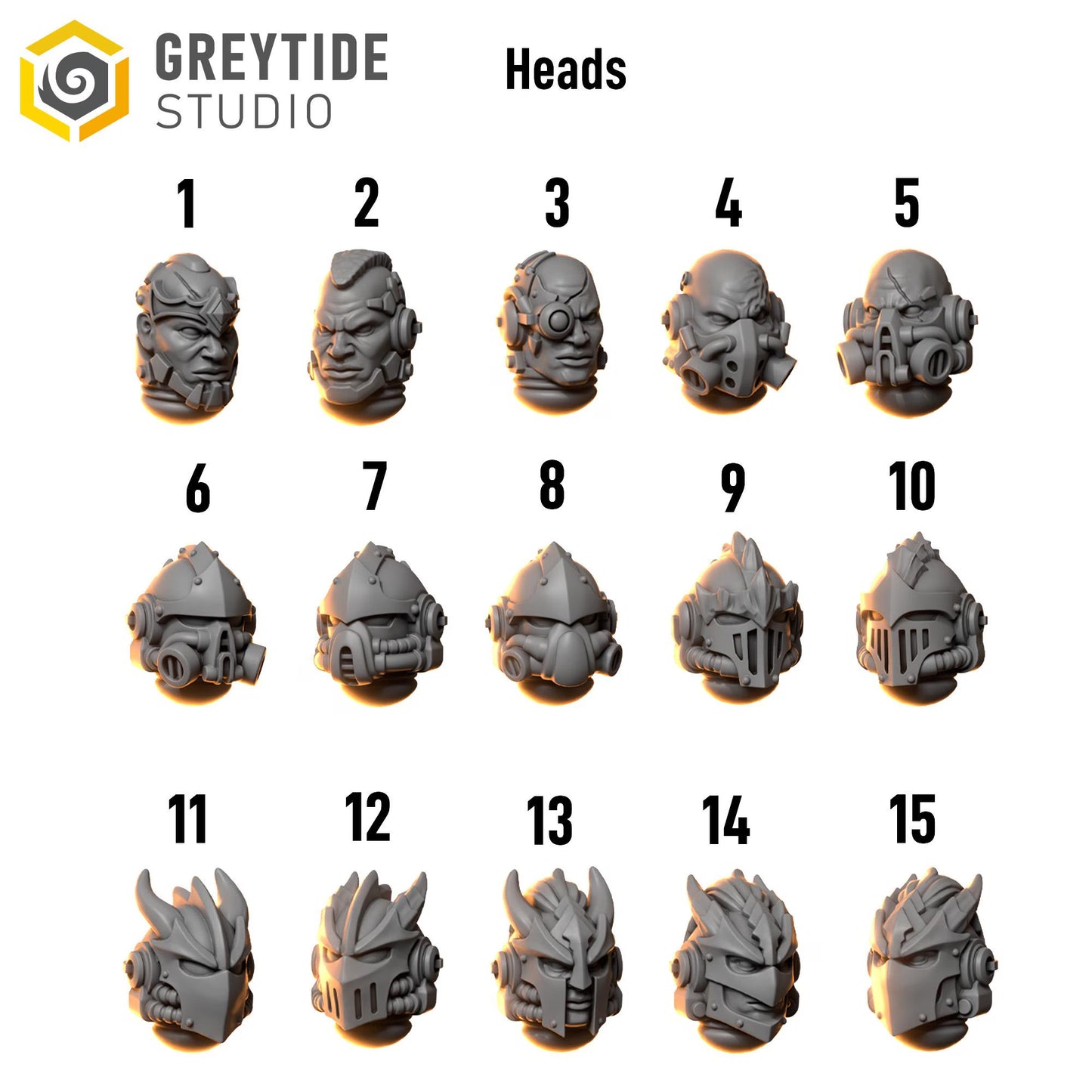 Heads #3 | Set of 5 Pieces | GreyTide Studio - Anvil Wardens