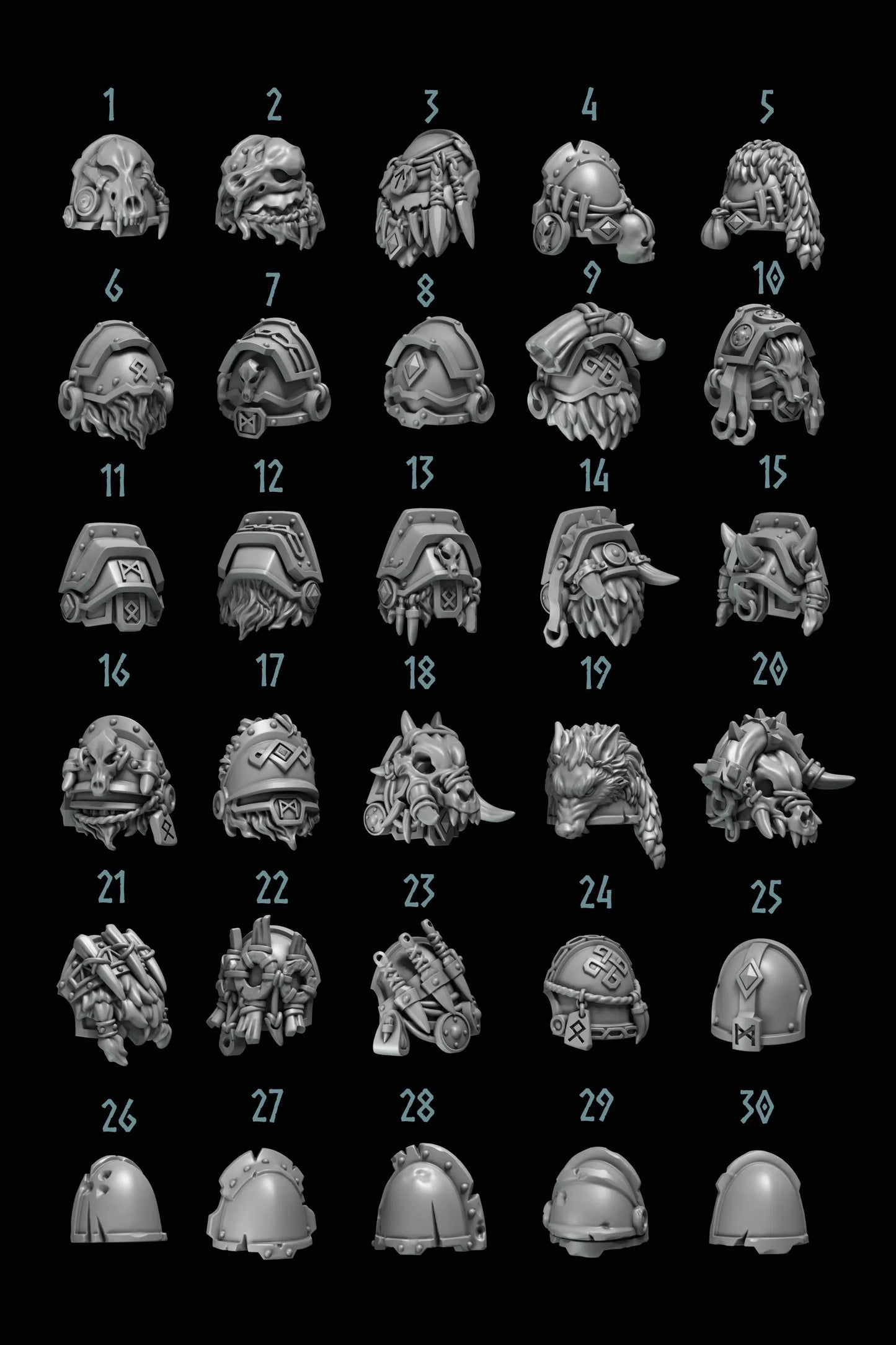 Shoulder Pads #2 | Set of 10 Pieces | GreyTide Studio - Primal Hounds