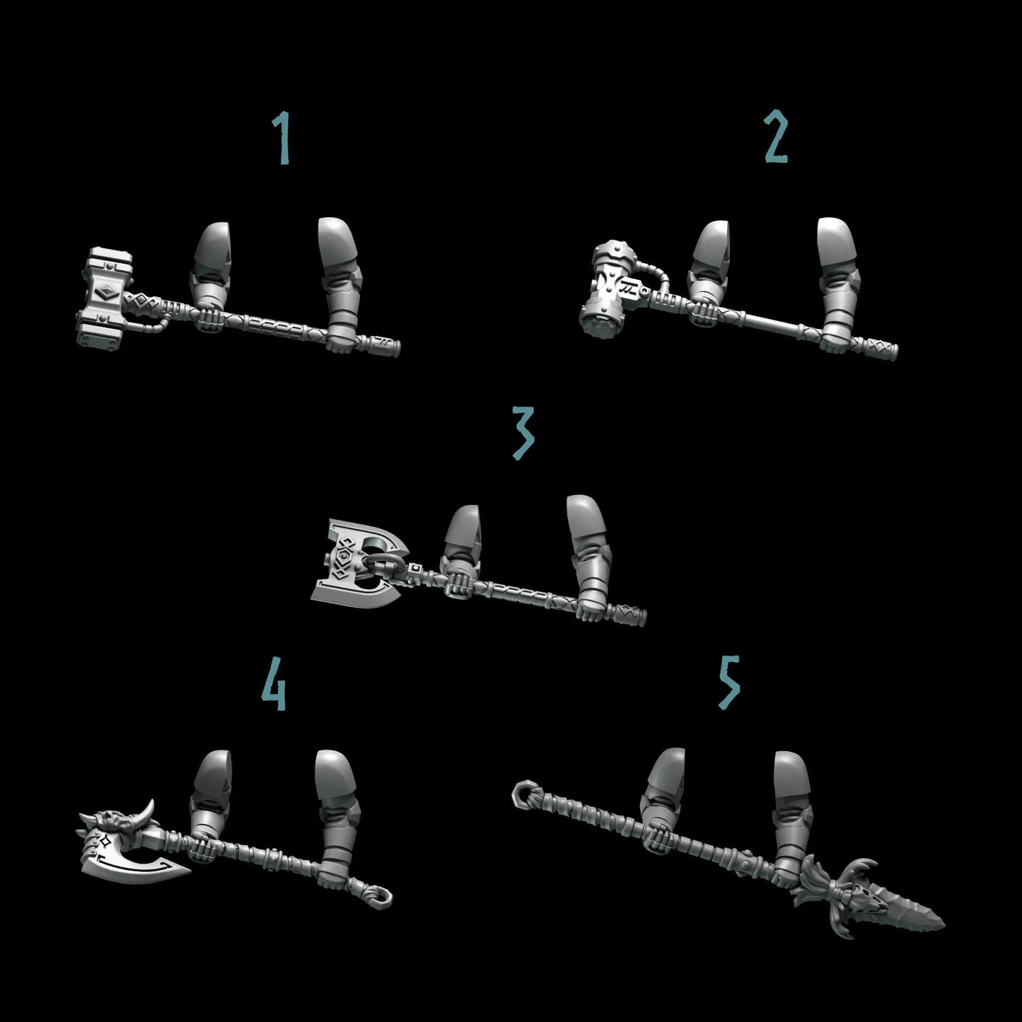 Two Handed Weapons | Set of 5 Pieces | GreyTide Studio - Primal Hounds