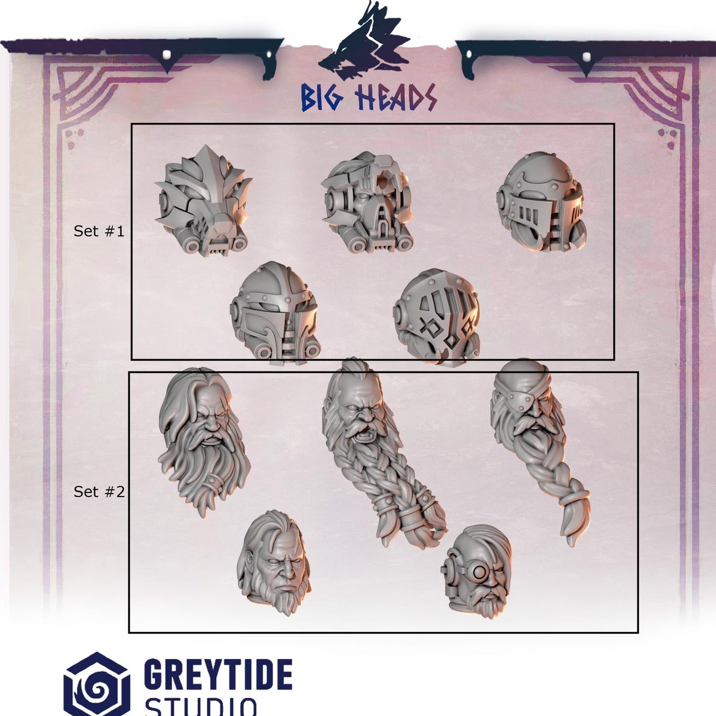 Big Heads #1 | Set of 5 or 10 Pieces | GreyTide Studio - Primal Hounds